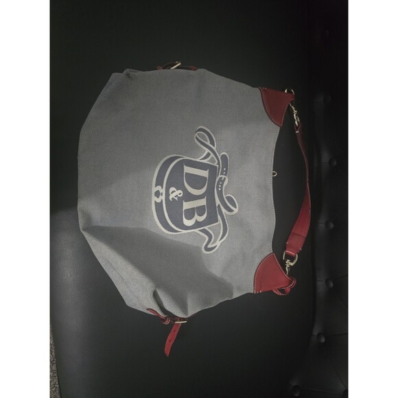 Dooney bourke y2k hobo - Gem Vintage Dooney & Bourke Monogram Jacquard Hobo Red Leather Trim Shoulder Bag Y2k
